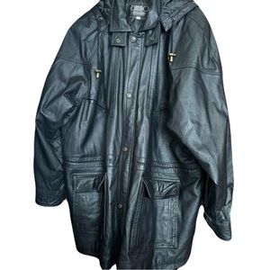 Antonio Giovanni Leather Jacket/Parka Black Quilt Coat Size XXXL